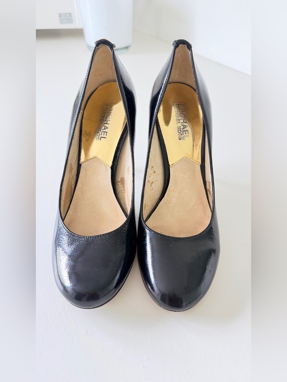 Michael Kors Black Patent Round-Toe Pumps